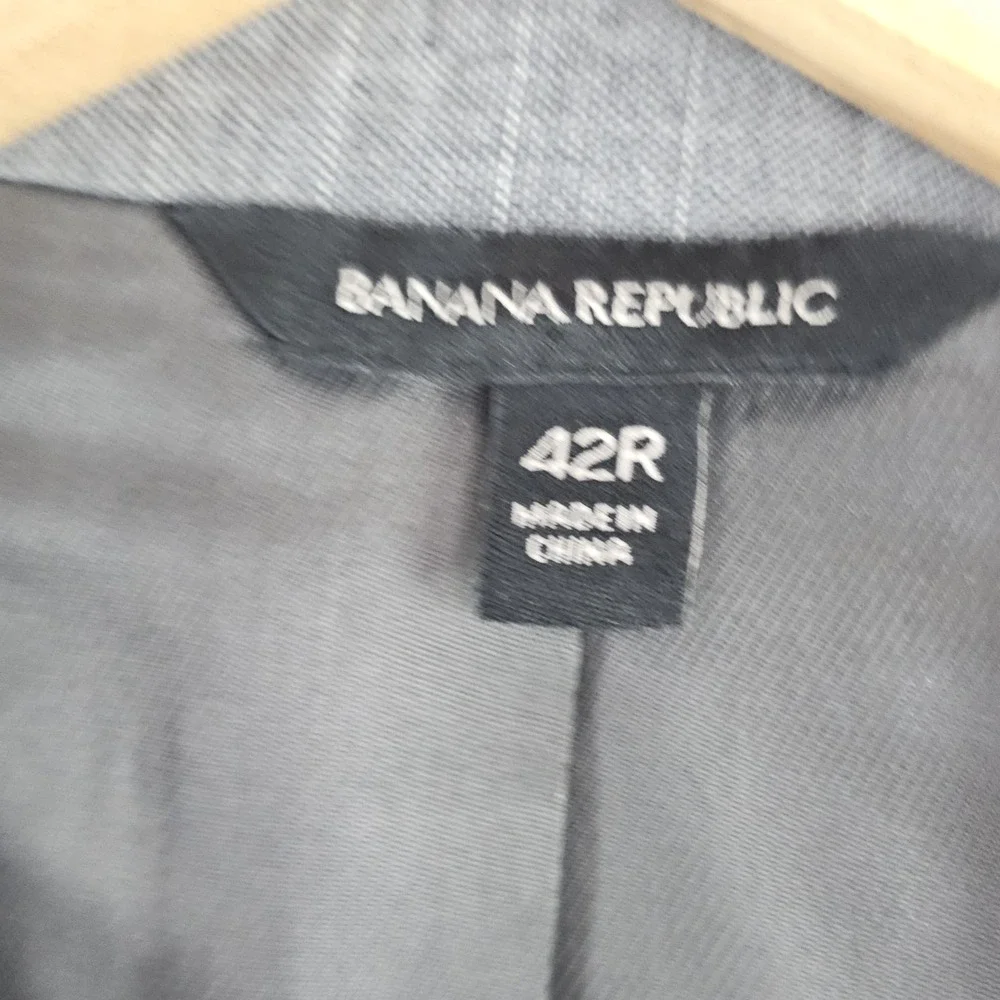 Banana Republic Slim Fit Italian Yarn Cotton Gray‎ Pin Stripe Blazer Men's 42R